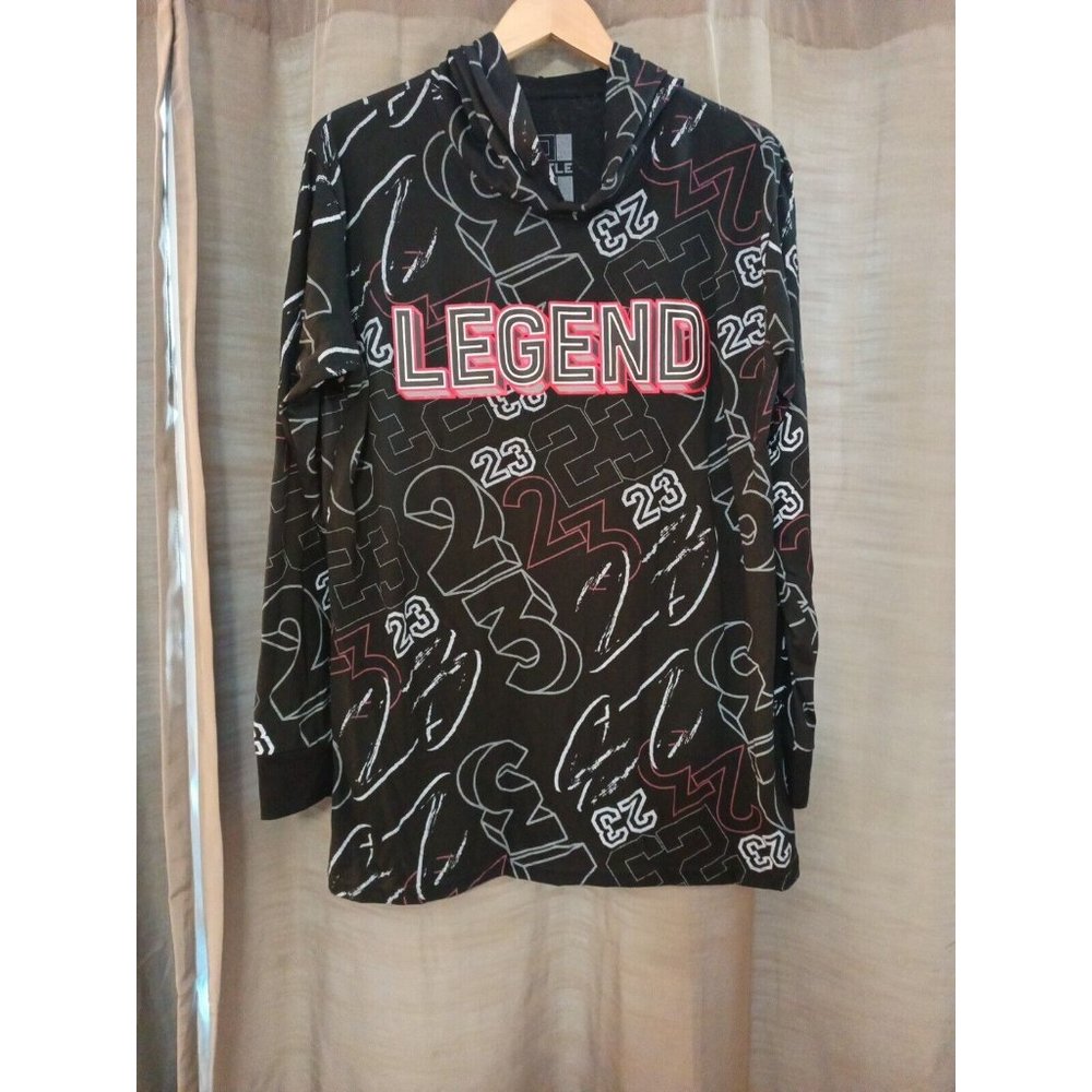 Men's OG Hustle Black Jordan 23 All Over Print Pullover Hoodie Size Large